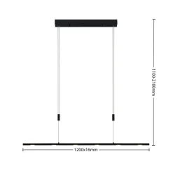 Lucande LED-pendellampe Stakato, 120 cm, 6 lyskilder, dæmpbar