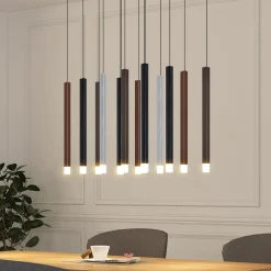 Lucande LED-pendellampe Stoika, 80 cm, 16-lys, kantet