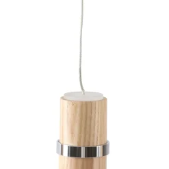 Lucande LED-pendel Nojus, træ, op/ned, Ø 6 cm