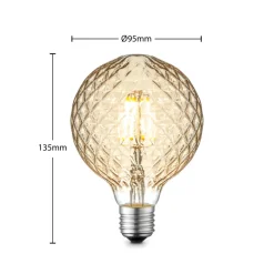 Lucande LED-pære E27 G95 4 W 2.700 K dæmp, ravgul
