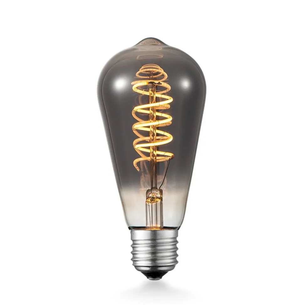 Lucande LED-pære E27 ST64 4W 1.800K dæmpbar titan