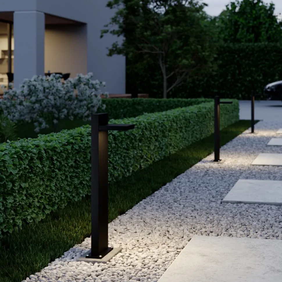 Lucande LED pullert Silvan, 65 cm, antracit, metal