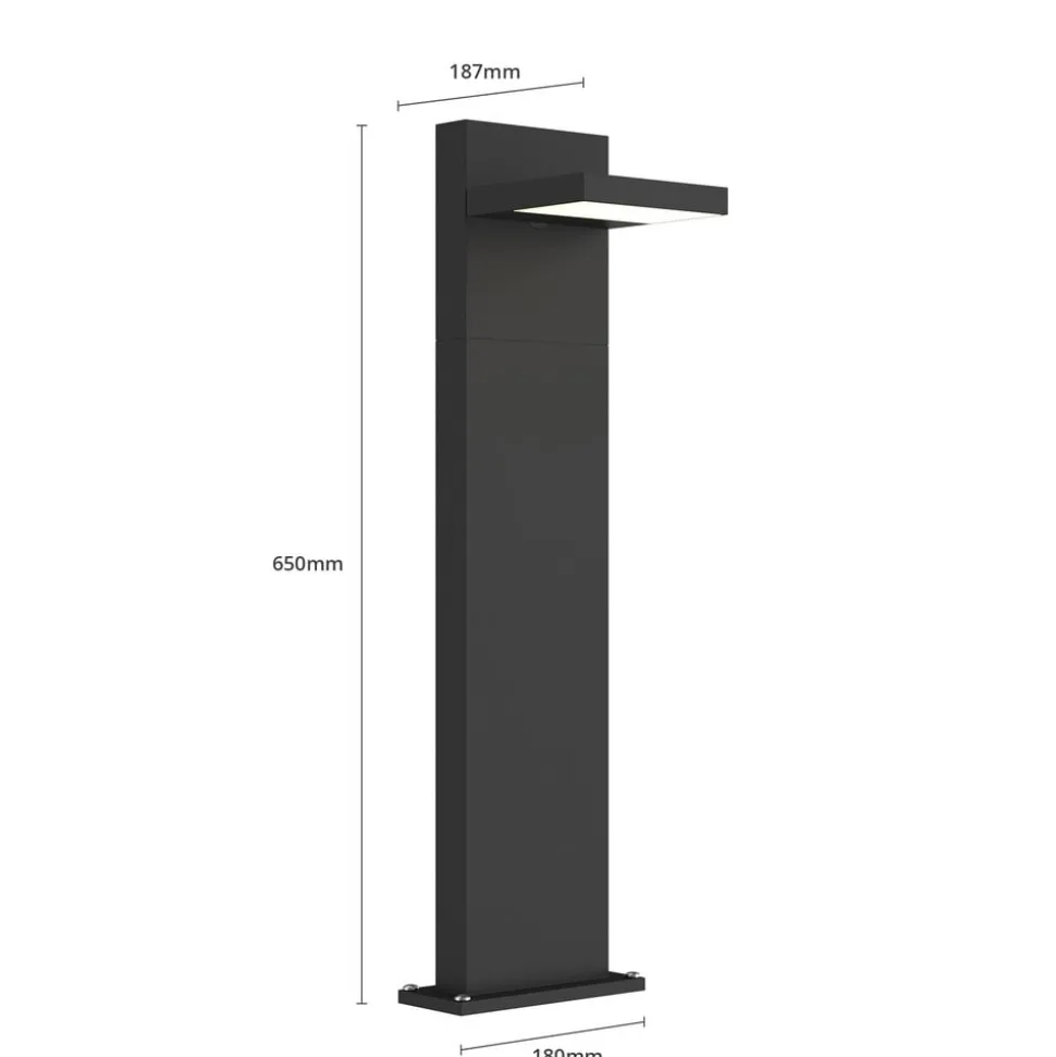 Lucande LED pullert Silvan, 65 cm, antracit, metal
