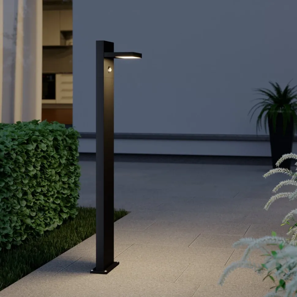 Lucande LED pullert Silvan, 100 cm, sensor, antracit