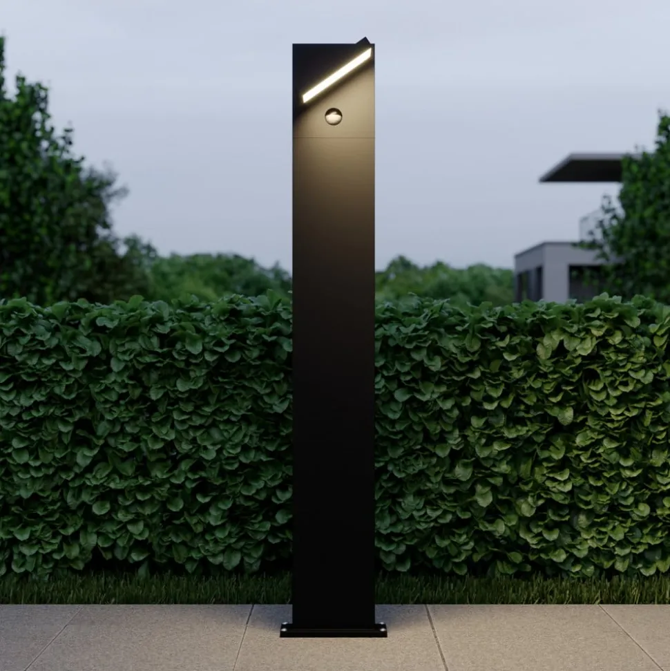Lucande LED pullert Silvan, 100 cm, sensor, antracit