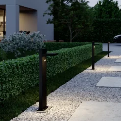 Lucande LED pullert Silvan, 65 cm, sensor, antracit