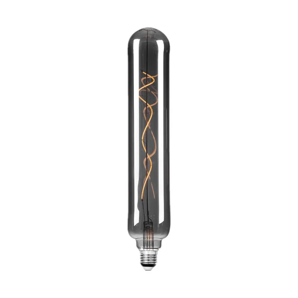 Lucande LED-rørpære, E27 4W, Ø 6 cm, titanium, 1800K