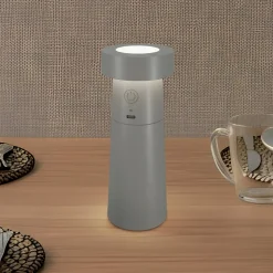 Lucande LED-saltbøsse Salt, lysegrå, batteri, IP44