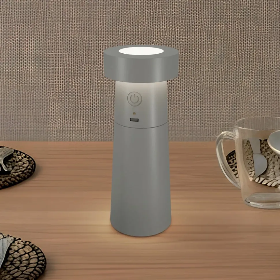 Lucande LED-saltbøsse Salt, lysegrå, batteri, IP44