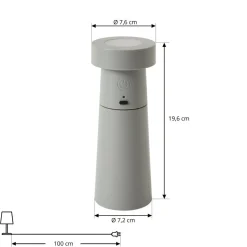 Lucande LED-saltbøsse Salt, lysegrå, batteri, IP44