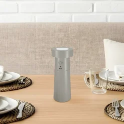 Lucande LED-saltbøsse Salt, lysegrå, batteri, IP44