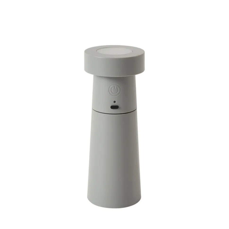 Lucande LED-saltbøsse Salt, lysegrå, batteri, IP44