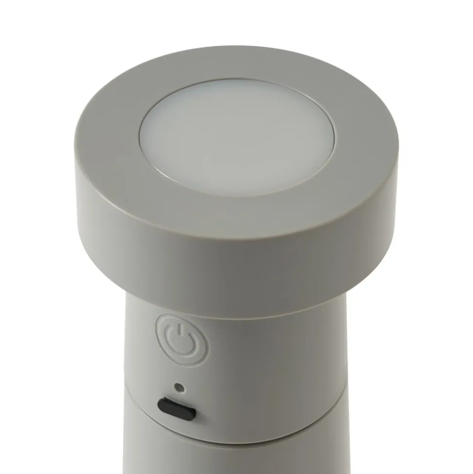 Lucande LED-saltbøsse Salt, lysegrå, batteri, IP44