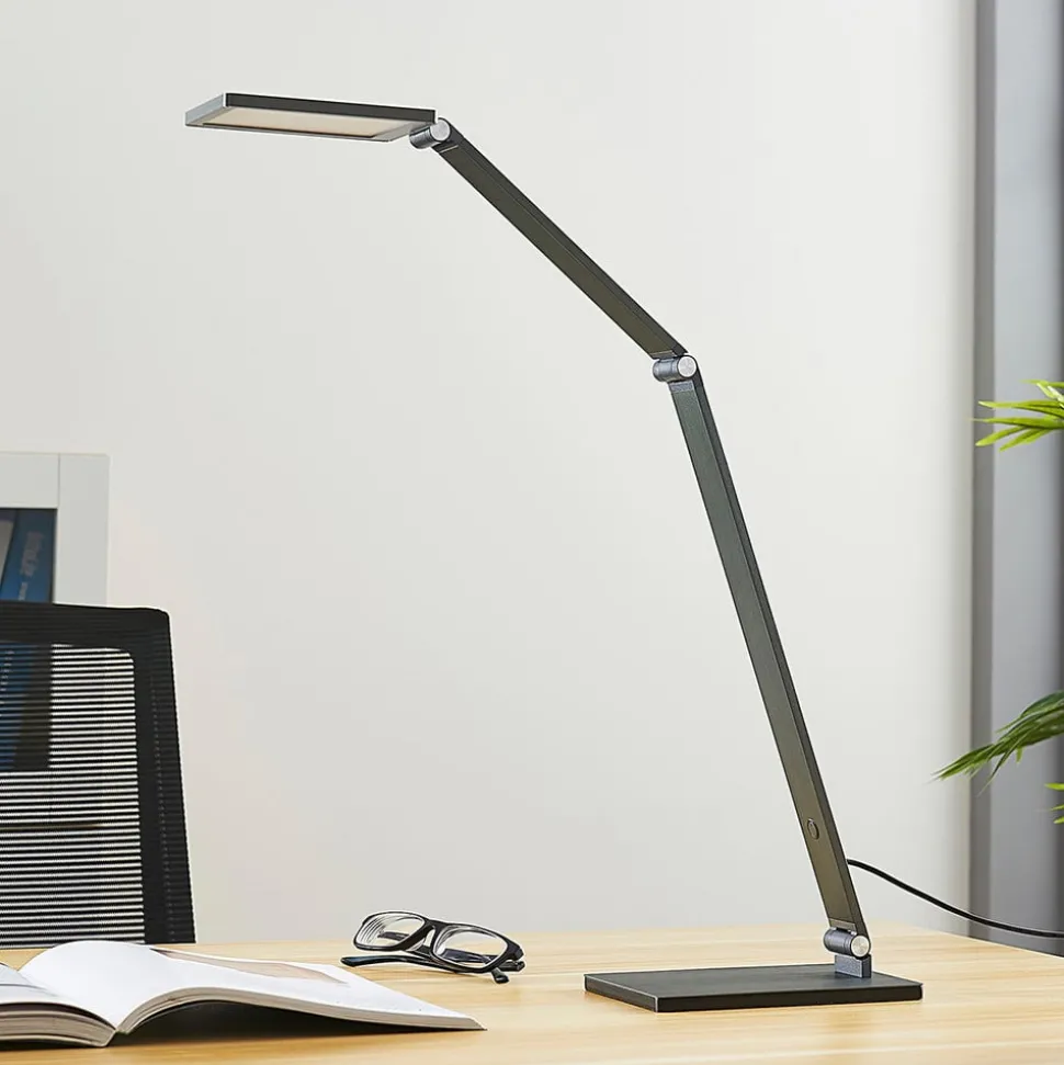 Lucande LED-skrivebordslampe Mion, 41 cm, kantet, dæmpbar