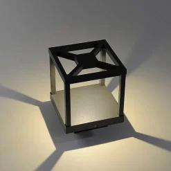 Lucande LED-sokkellampe Lealan, sort, metal, 23 cm, IP54