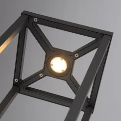 Lucande LED-sokkellampe Lealan, sort, metal, 23 cm, IP54