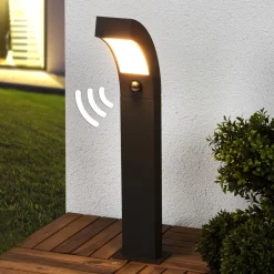 Lucande LED-sokkellampe Lennik, sensor, 60 cm, antracit