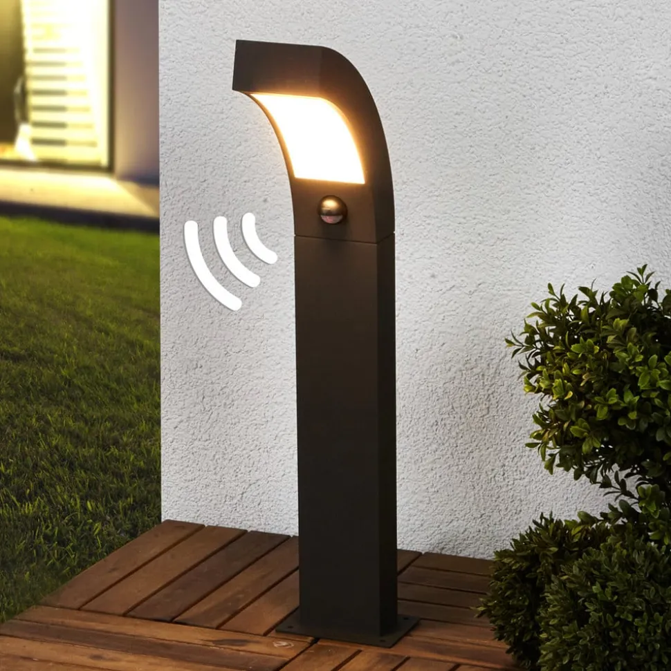 Lucande LED-sokkellampe Lennik, sensor, 60 cm, antracit