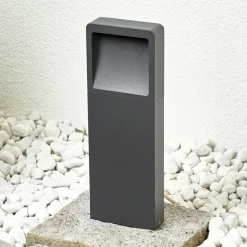 Lucande LED-sokkellampe Leya, 4 stk, 35cm, antracit, IP54