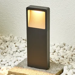 Lucande LED-sokkellampe Leya, 35 cm, antracit, metal, IP54