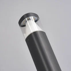 Lucande LED-sokkellampe Milou, højde 30 cm, antracit, aluminium