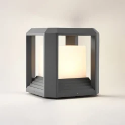 Lucande LED-sokkellampe Serenella, antracit, metal, 27 cm