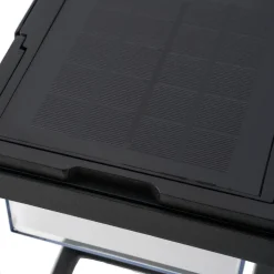 Lucande LED-solcellebordlampe Tilena, kantet, sort, dæmpbar