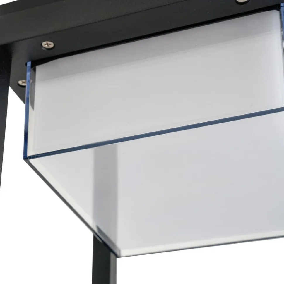 Lucande LED-solcellebordlampe Tilena, kantet, sort, dæmpbar