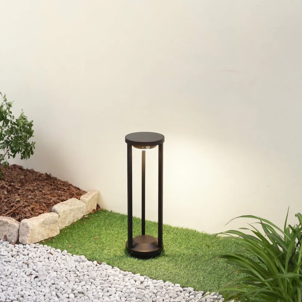 Lucande LED-solcellelampe Nilea, Ø 16 cm, sort, sensor
