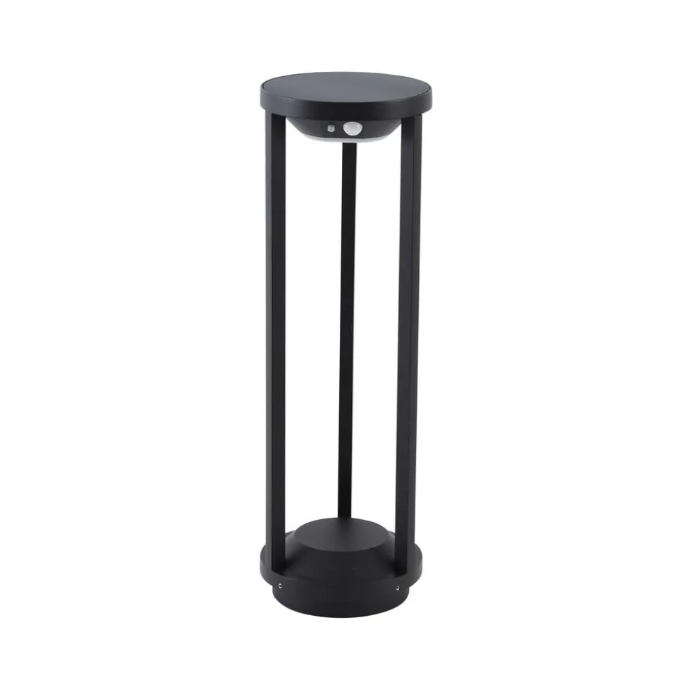 Lucande LED-solcellelampe Nilea, Ø 16 cm, sort, sensor