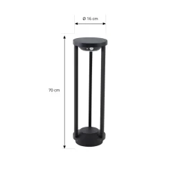 Lucande LED-solcellelampe Nilea, Ø 16 cm, sort, sensor