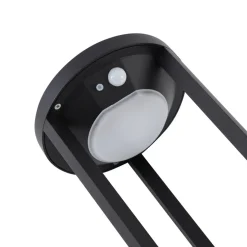 Lucande LED-solcellelampe Nilea, Ø 16 cm, sort, sensor