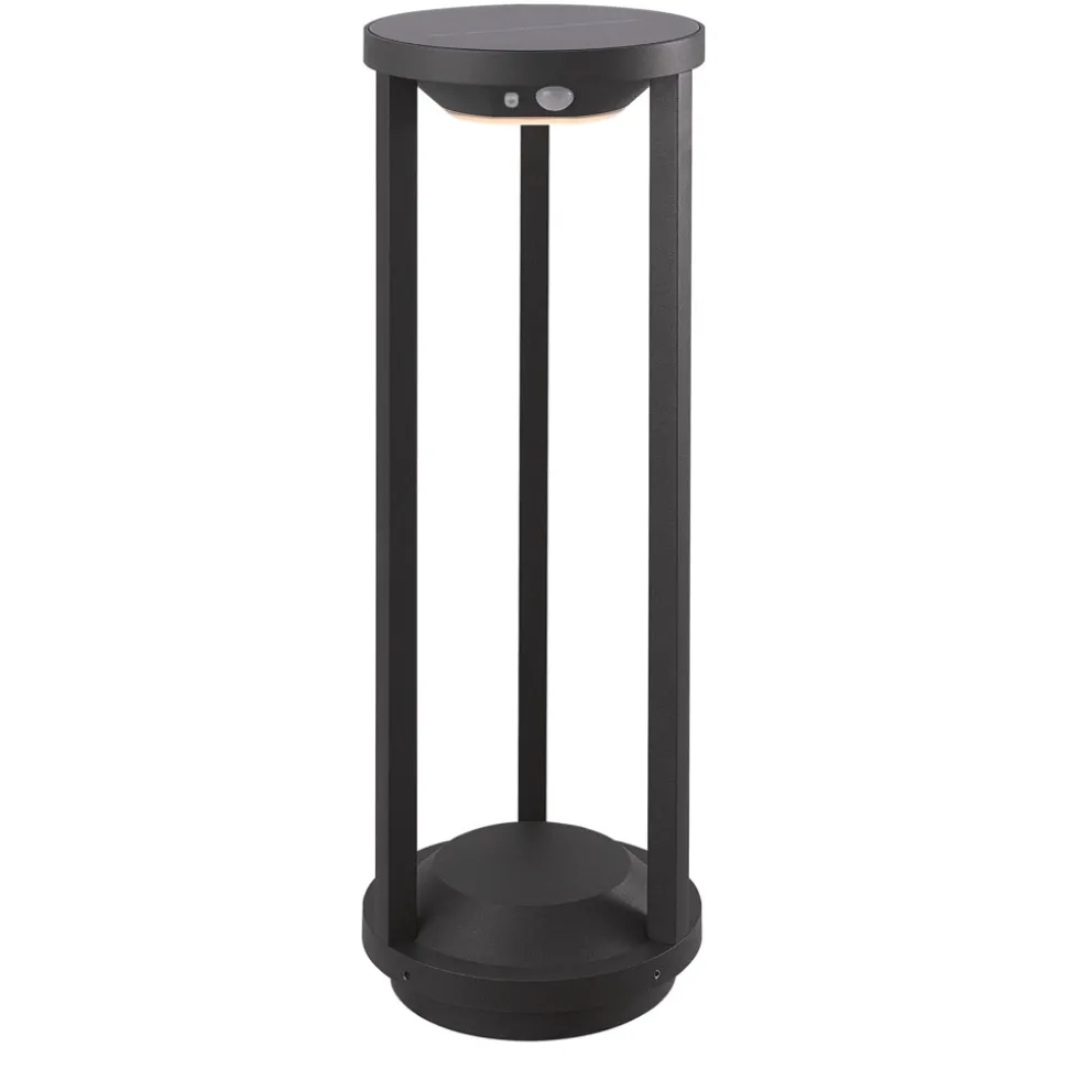 Lucande LED-solcellelampe Nilea, Ø 16 cm, sort, sensor