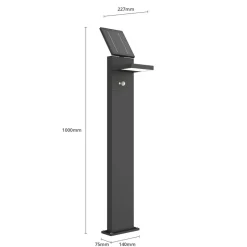 Lucande LED-solcellelampe Silvan, 100 cm, sensor, antracit