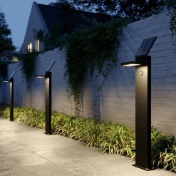 Lucande LED-solcellelampe Silvan, 100 cm, sensor, antracit