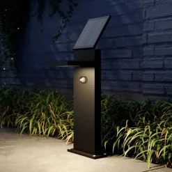 Lucande LED-solcellelampe Silvan, 60 cm, sensor, antracit