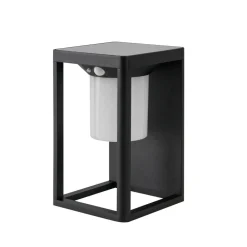 Lucande LED-solcellelampe Tilena, sort, aluminium, sensor