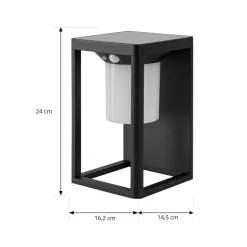 Lucande LED-solcellelampe Tilena, sort, aluminium, sensor