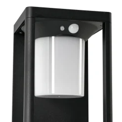 Lucande LED-solcellelampe Tilena, sort, aluminium, sensor