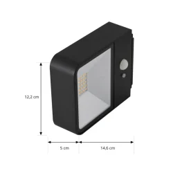 Lucande LED solcelle udendørs væglampe Dava, højde 5 cm, sensor