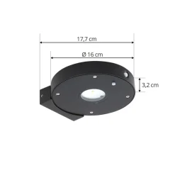 Lucande LED-solcelle-væglampe Tavon, rund, sort, sensor