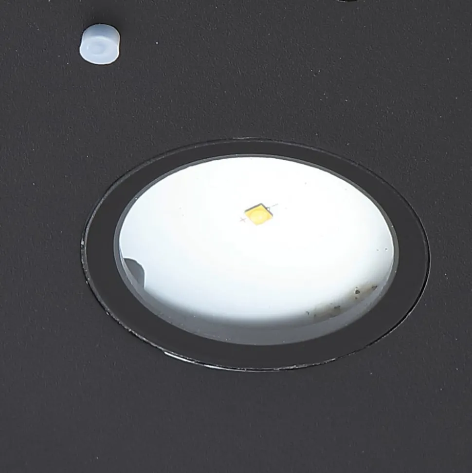 Lucande LED-solcelle-væglampe Tavon, rund, sort, sensor