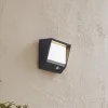 Lucande LED-solcellevægslampe Dava, 14 cm høj, aluminium, sensor