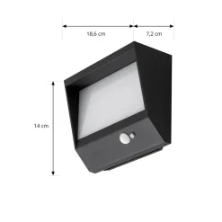 Lucande LED-solcellevægslampe Dava, 14 cm høj, aluminium, sensor