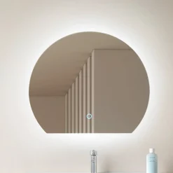 Lucande LED-spejl Celestiel, halvcirkelformet, CCT, Ø 50 cm