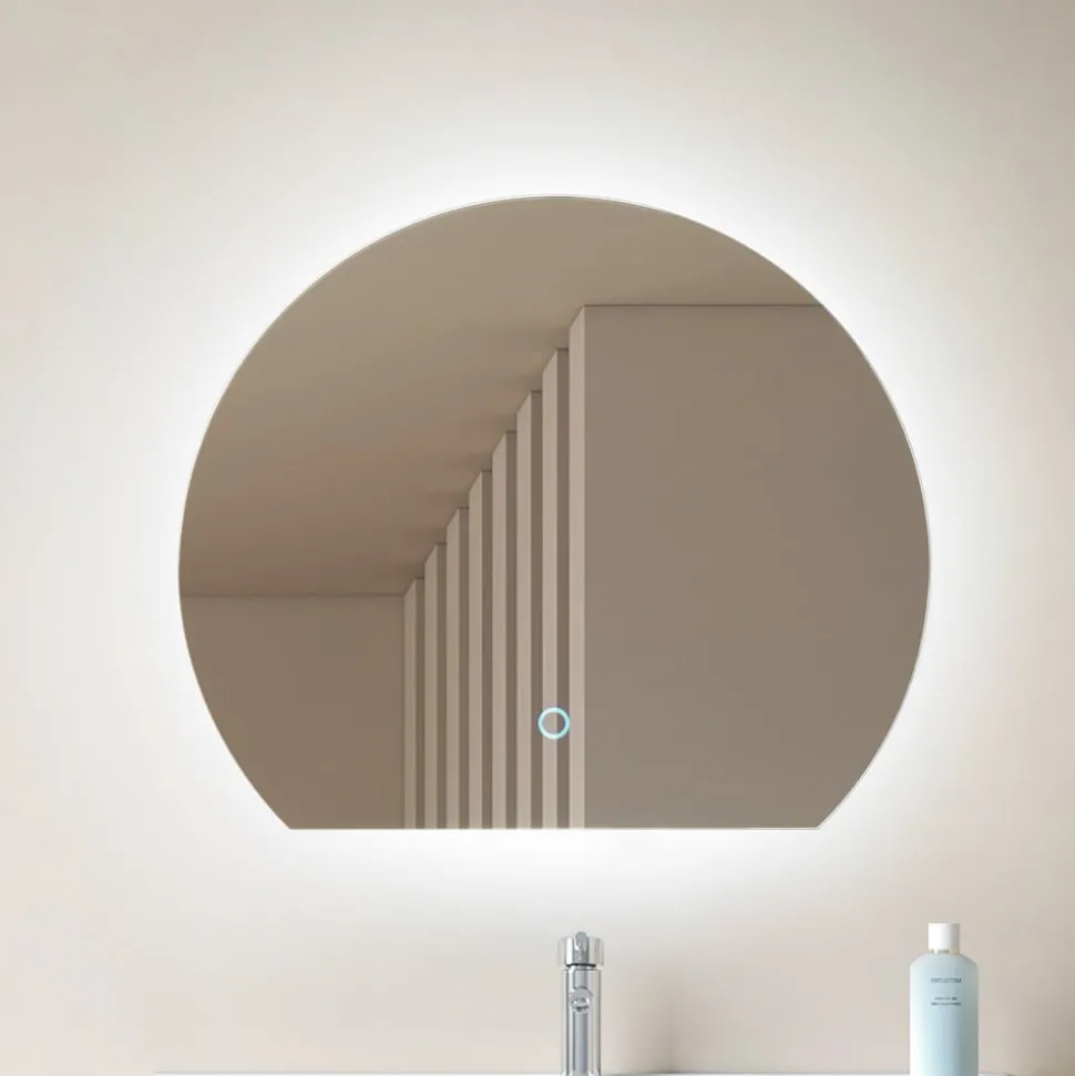 Lucande LED-spejl Celestiel, halvcirkelformet, CCT, Ø 50 cm