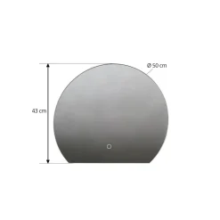 Lucande LED-spejl Celestiel, halvcirkelformet, CCT, Ø 50 cm