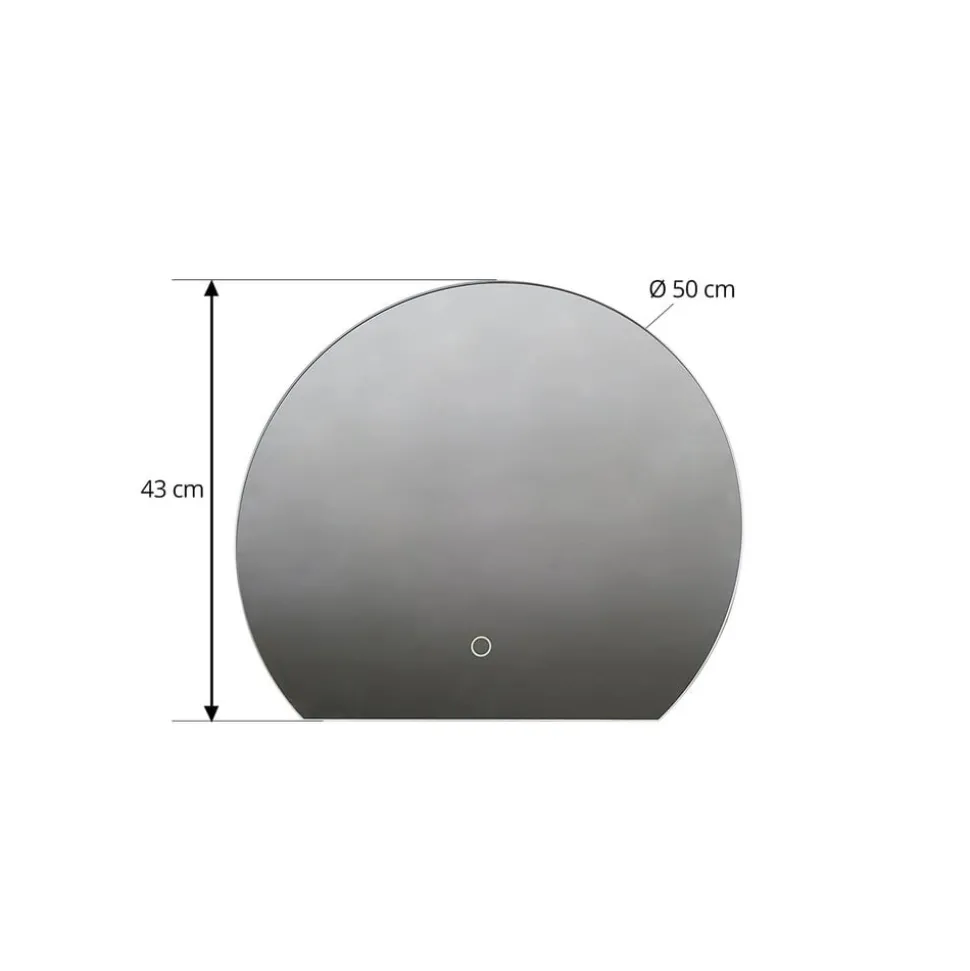 Lucande LED-spejl Celestiel, halvcirkelformet, CCT, Ø 50 cm