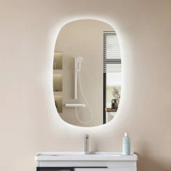 Lucande LED-spejl Celestiel, oval, opvarmbar, CCT, 80 cm