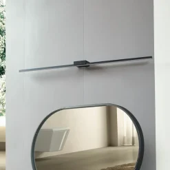 Lucande LED-spejllampe Kivana, sort, metal, 90 cm, IP44